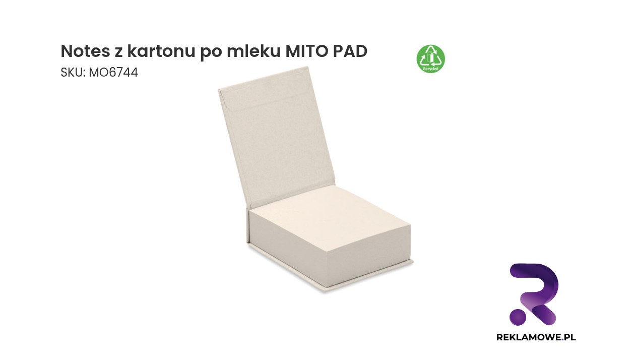 Ekologiczny notes MITO PAD wykonany z przetworzonego kartonu po mleku