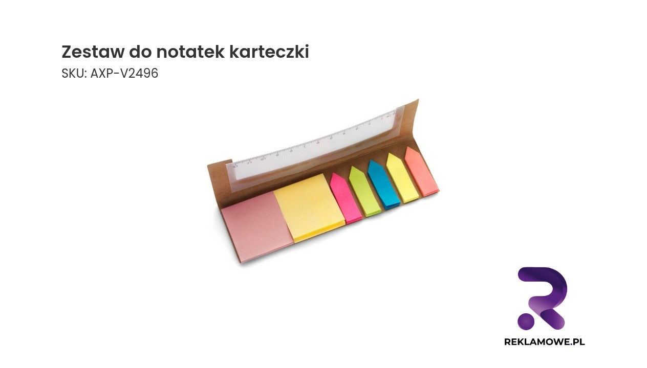 Zestaw do notatek, karteczki samoprzylepne, linijka Zestaw do notowania karteczek z notatkami