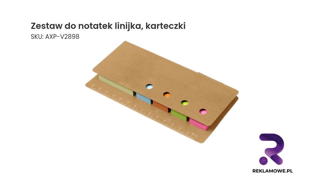 Zestaw do notatek, linijka, karteczki samoprzylepne, długopis Zestaw do notatek z linijką i karteczkami