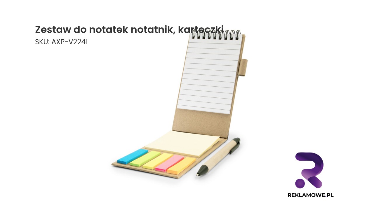 Zestaw do notatek, notatnik, karteczki samoprzylepne, długopis | Madelyn Zestaw do notatek z notatnikiem i karteczkami