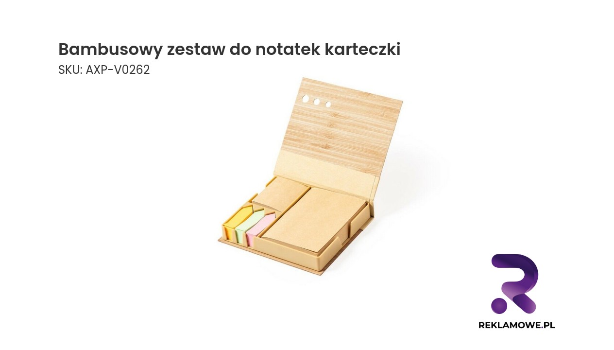 Bambusowy zestaw do notatek z karteczkami samoprzylepnymi