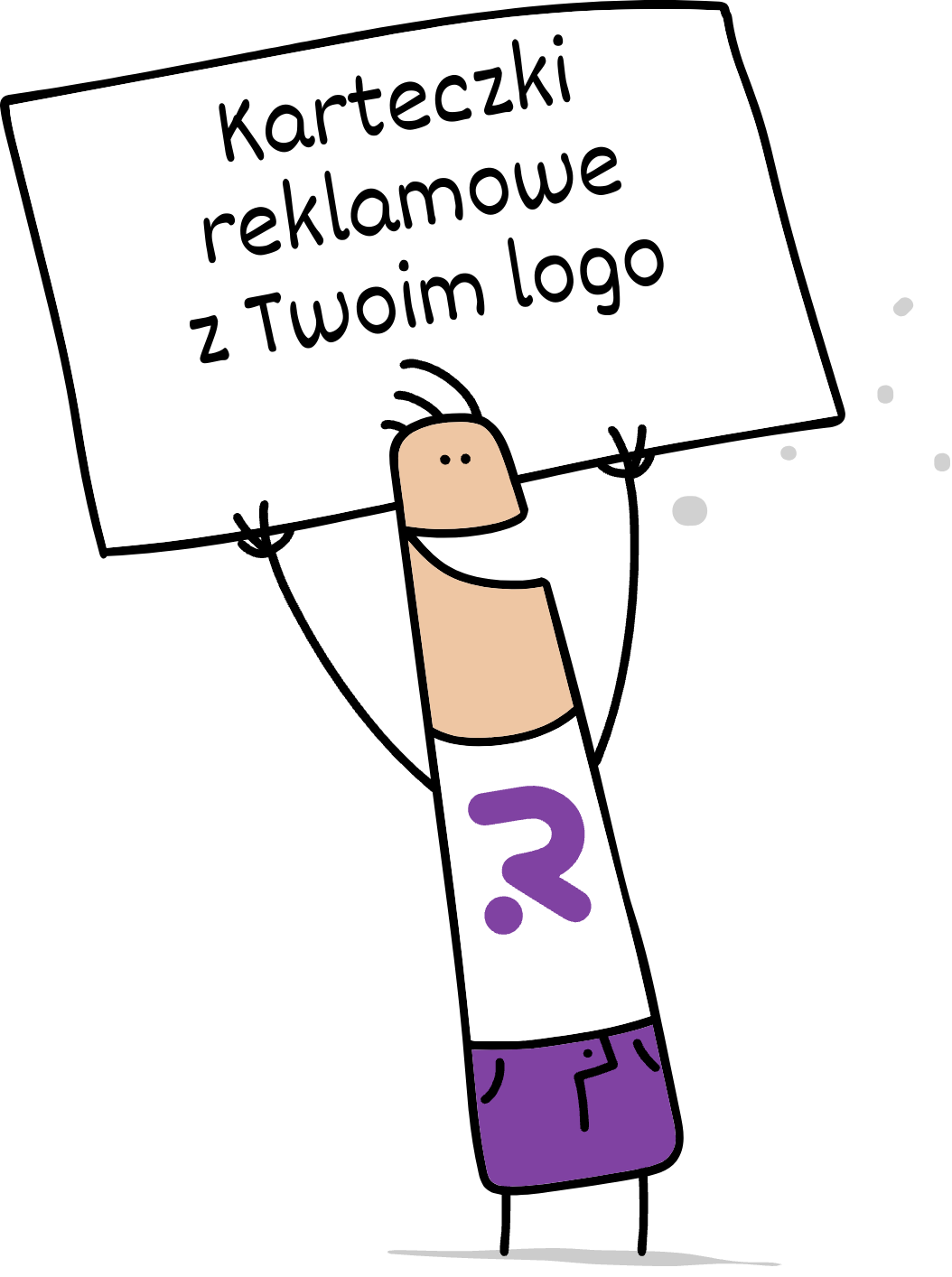 Buddy trzymający napis karteczki reklamowe z Twoim logo