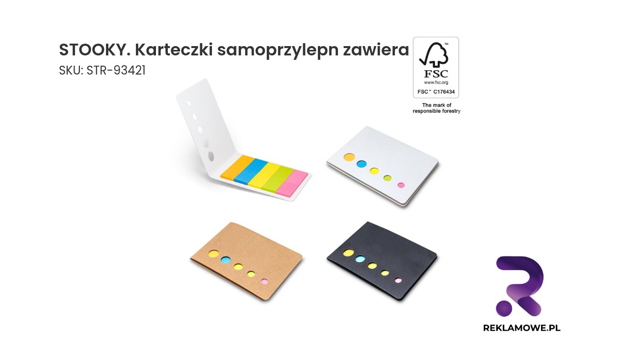 STOOKY. Karteczki samoprzylepn, zawiera 5 zestawów STOOKY Karteczki samoprzylepne, zestaw 5 sztuk