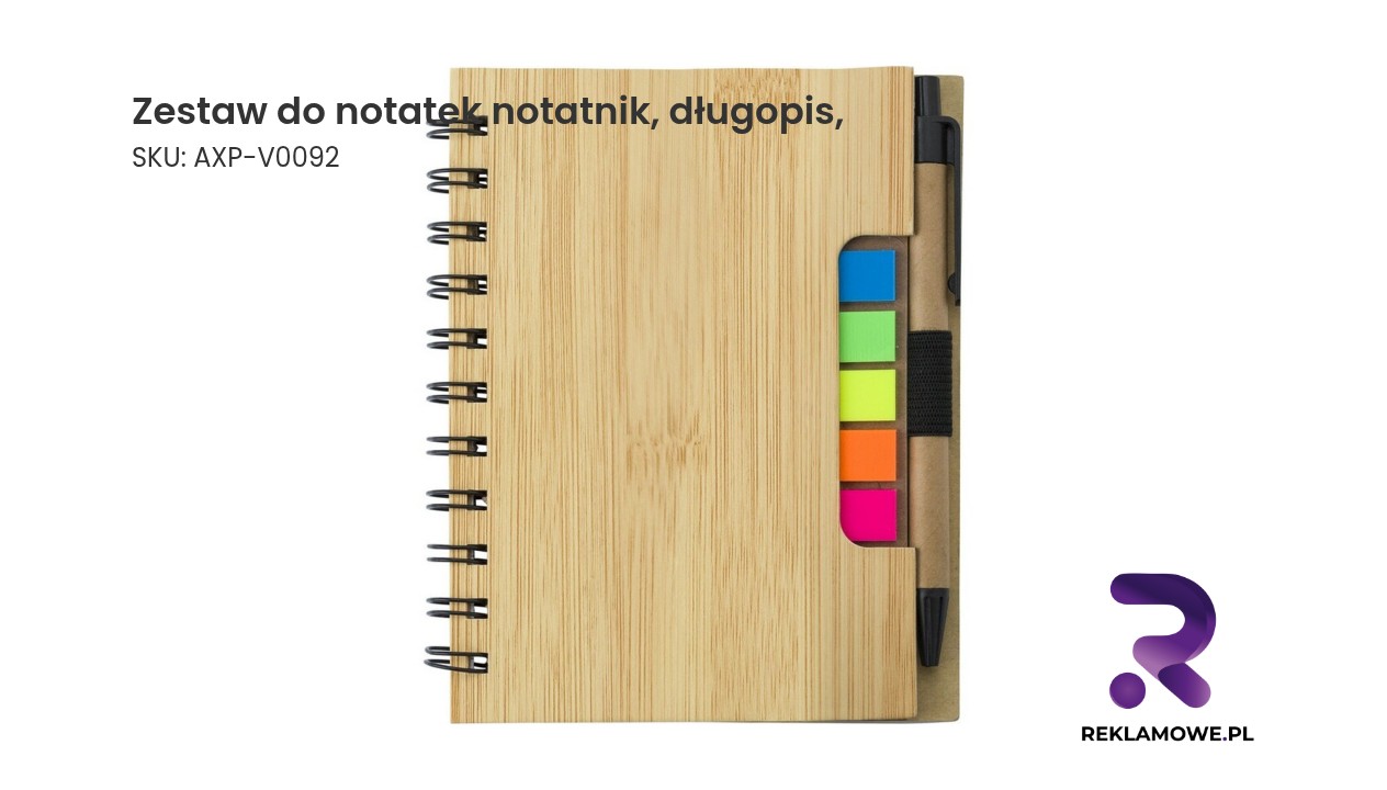 Zestaw do notatek, notatnik, długopis, karteczki samoprzylepne Zestaw do notatek z notatnikiem i długopisem