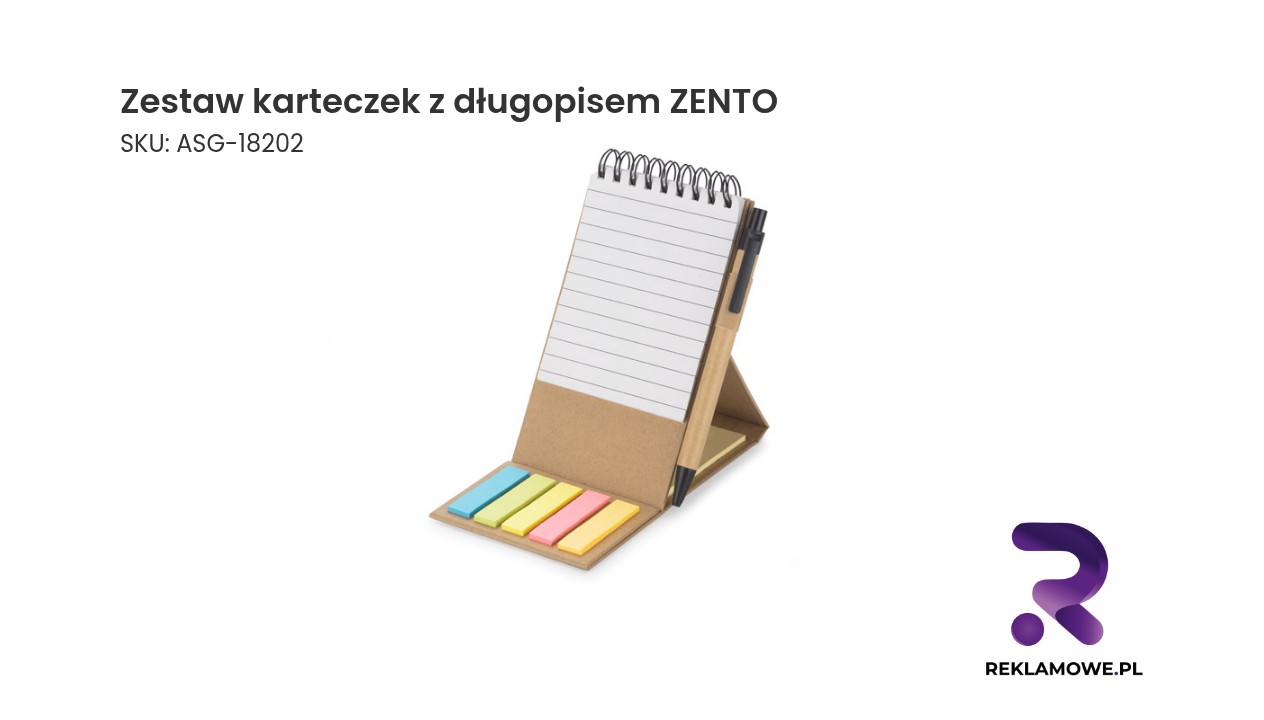 Zestaw karteczek z długopisem ZENTO - praktyczny notes samoprzylepny z długopisem